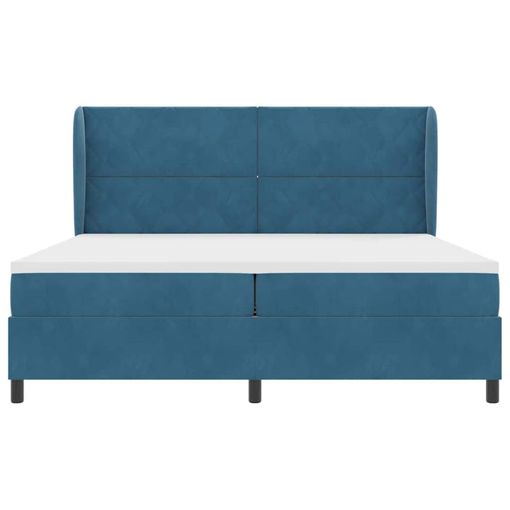 Box spring seng med madras Mørk blå 200 x 200 cm Fløjl
