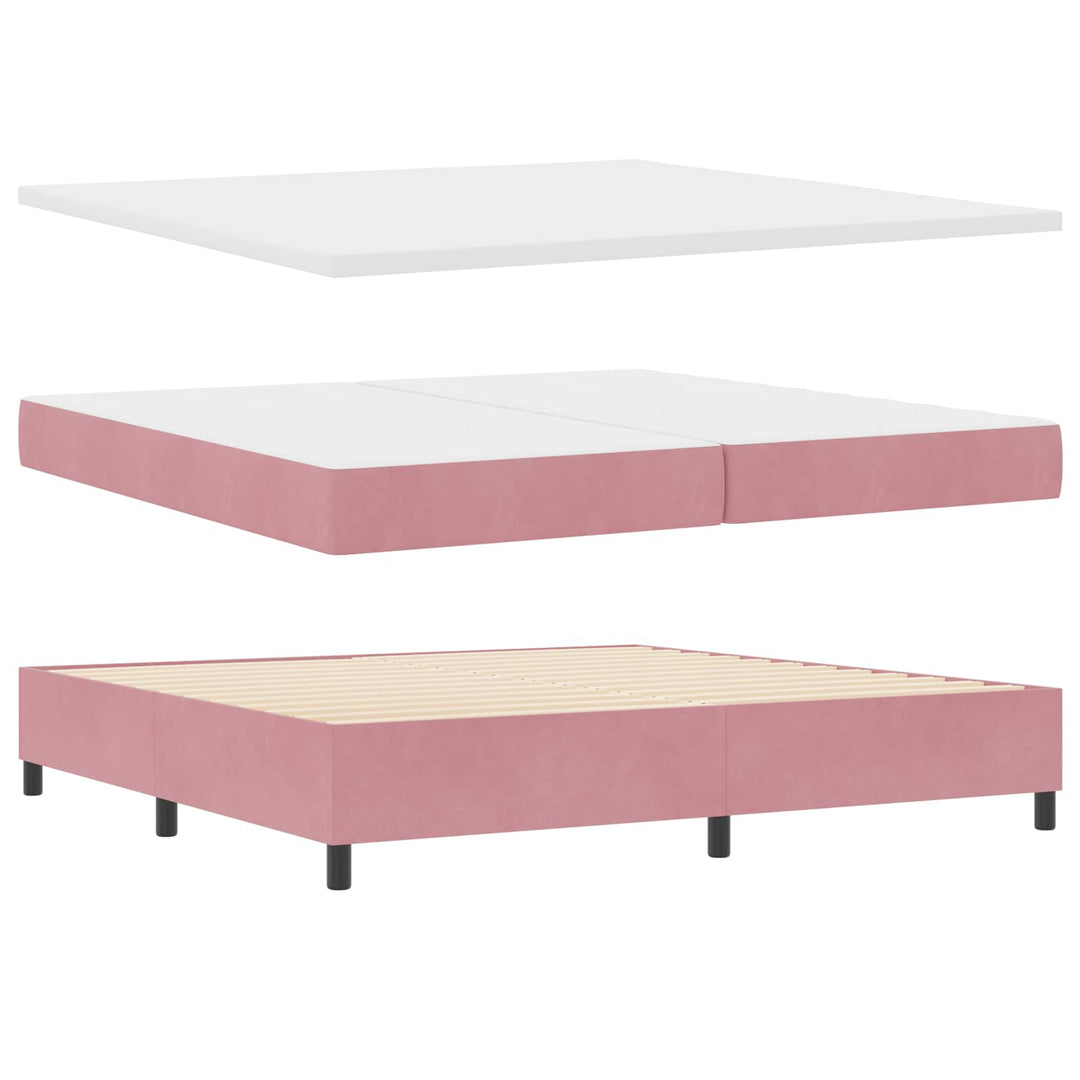 Box spring seng med hovedgærde Lyserød 200 x 200 cm Fløjl