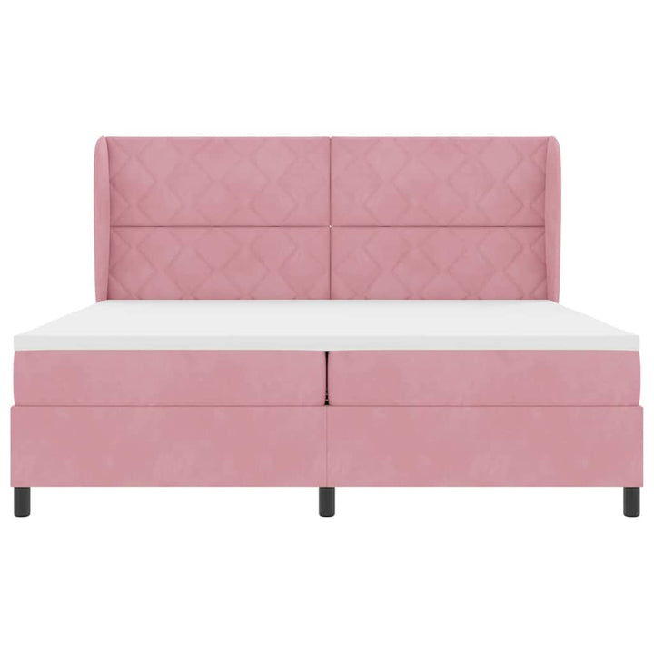 Box spring seng med hovedgærde Lyserød 200 x 200 cm Fløjl