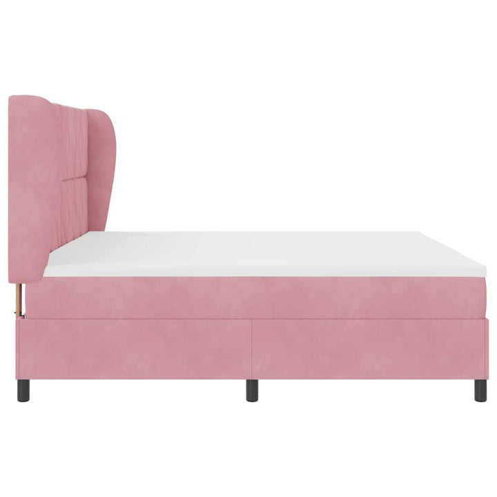 Box spring seng med hovedgærde Lyserød 200 x 200 cm Fløjl