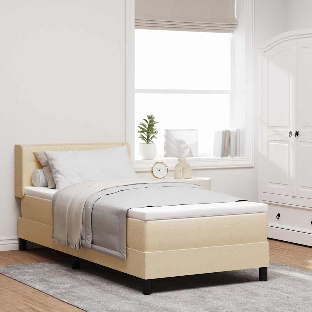 Box spring seng med hovedgærde Creme 200 x 80 cm Stof