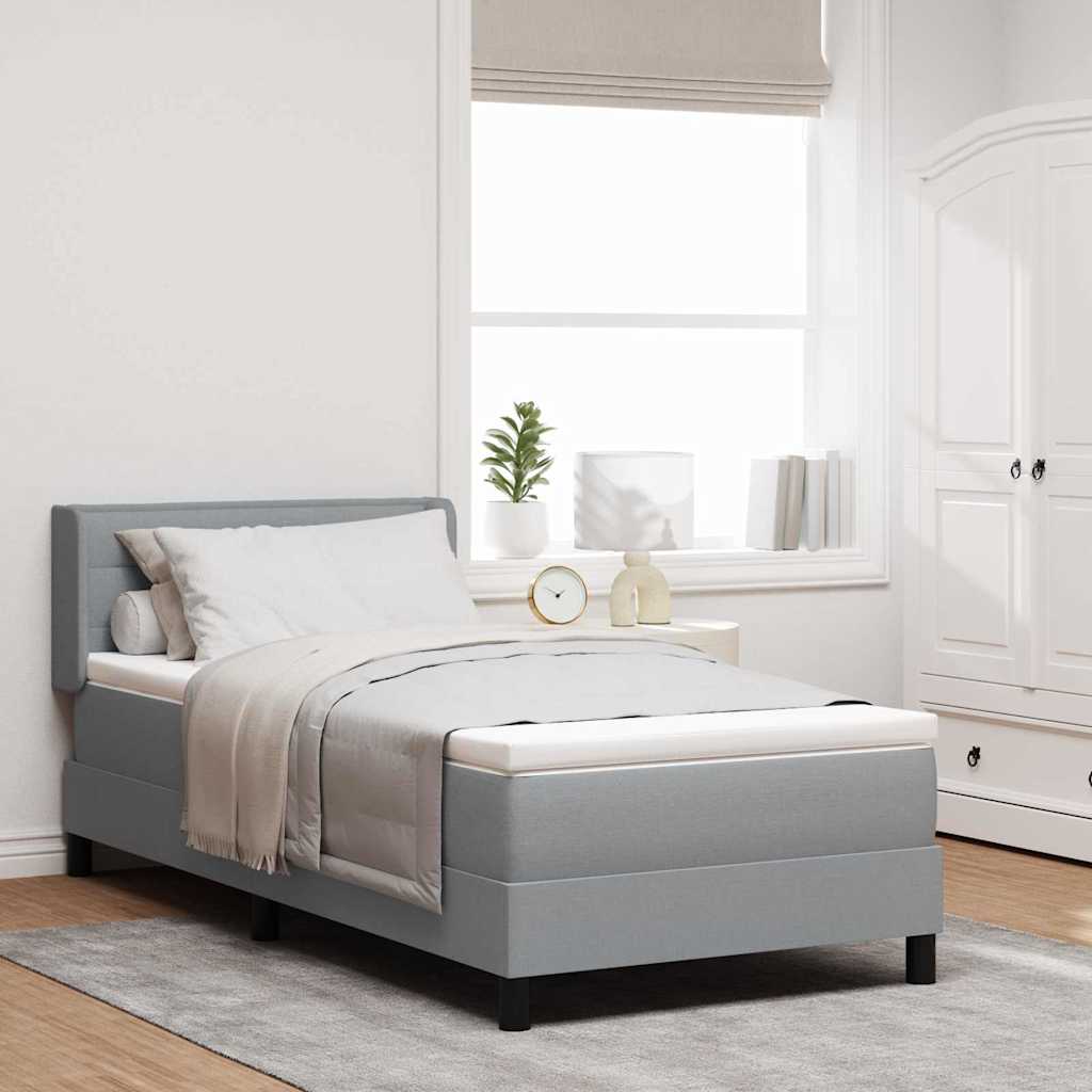Box spring seng med hovedgærde Lysegrå 190 x 90 cm Stof