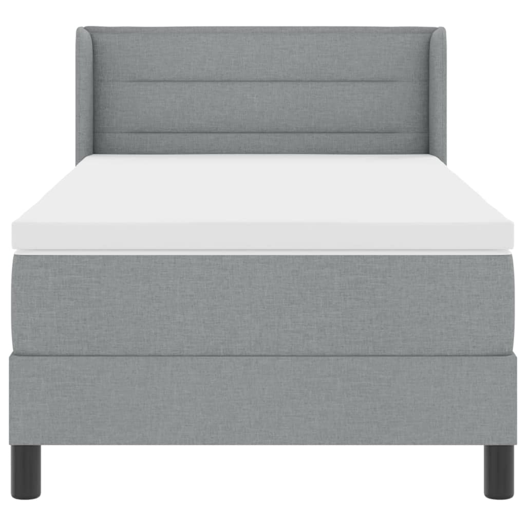 Box spring seng med hovedgærde Lysegrå 190 x 90 cm Stof