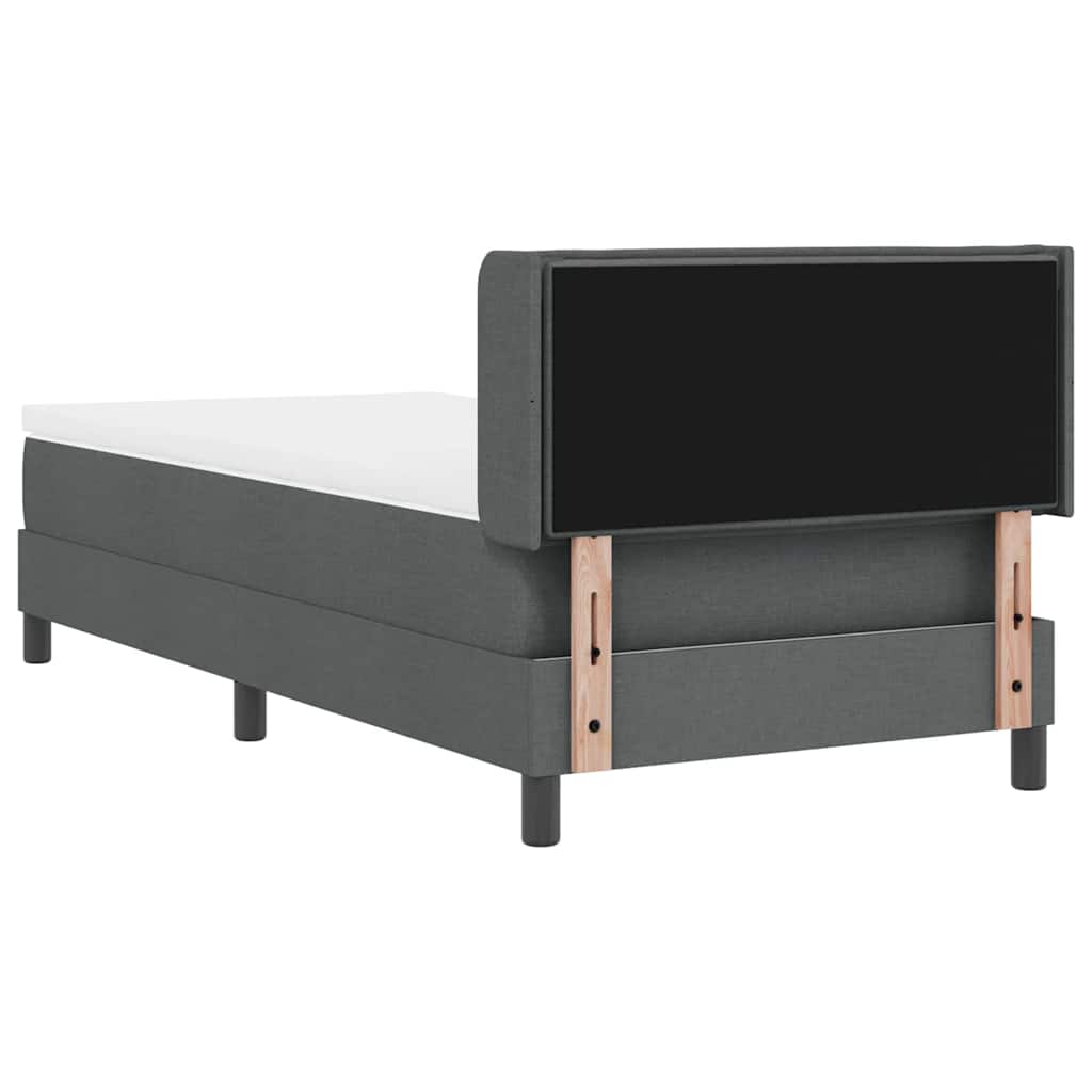 Box spring seng med hovedgærde Mørkegrå 200 x 90 cm Stof