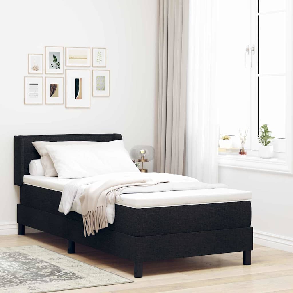 Box spring seng med hovedgærde Sort 200 x 90 cm Stof