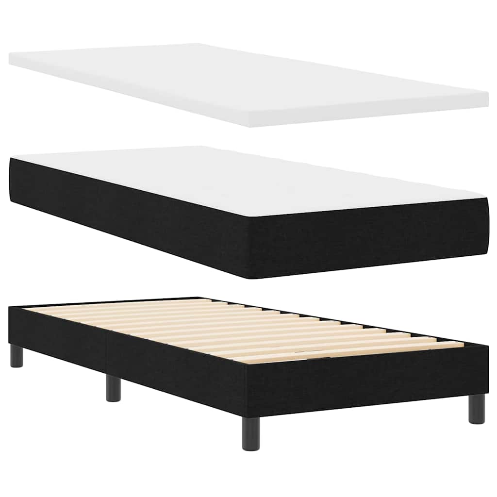 Box spring seng med hovedgærde Sort 200 x 90 cm Stof