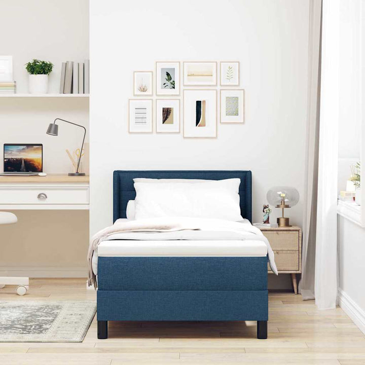 Box spring seng med hovedgærde Blå 200 x 100 cm Stof