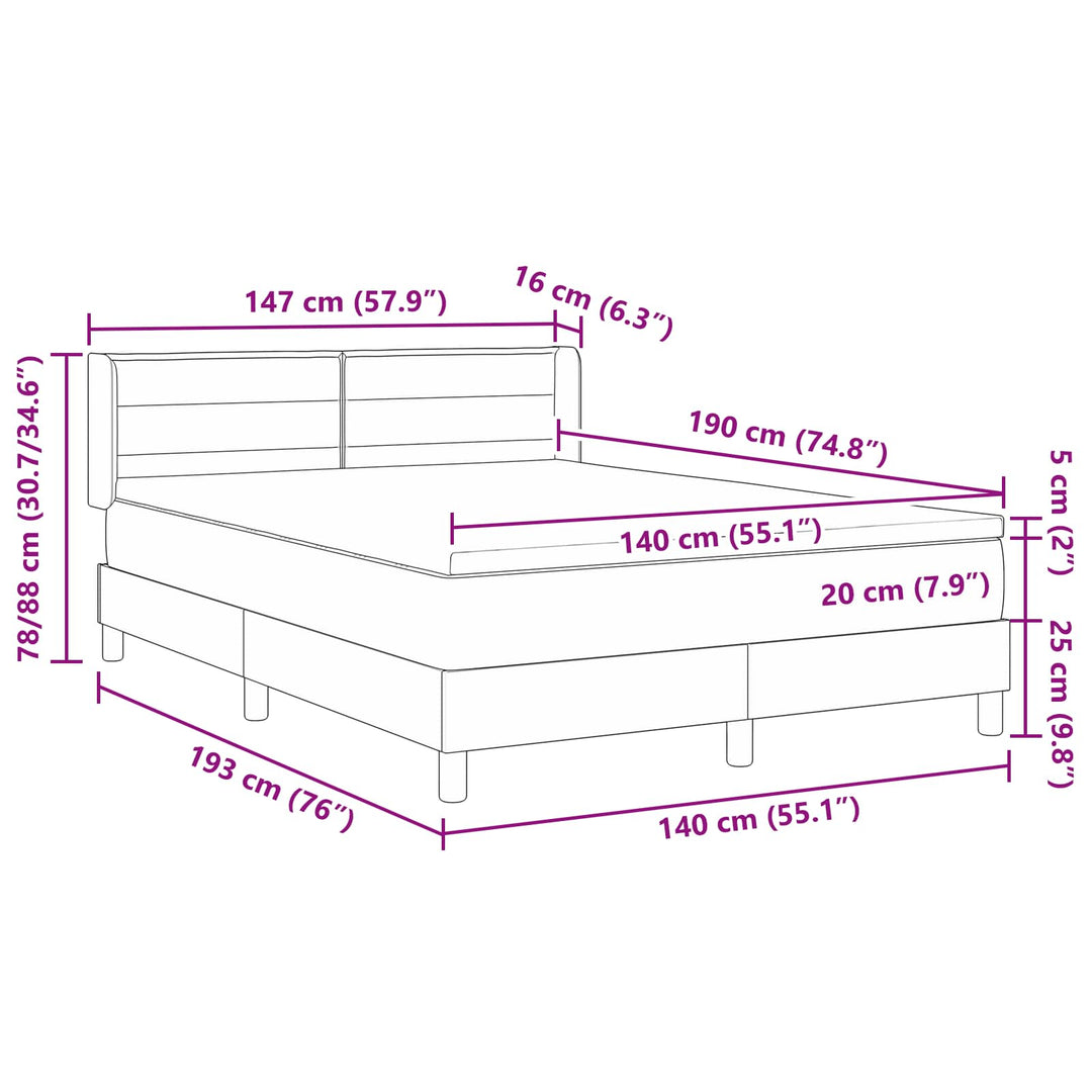 Box spring seng med hovedgærde Sort 190 x 140 cm Stof