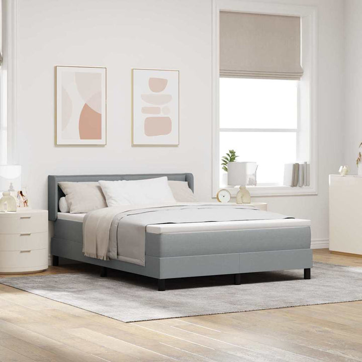 Box spring seng med hovedgærde Lysegrå 200 x 140 cm Stof