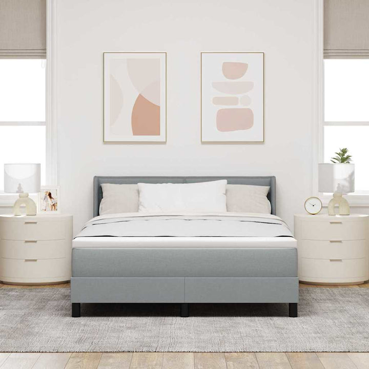 Box spring seng med hovedgærde Lysegrå 200 x 140 cm Stof