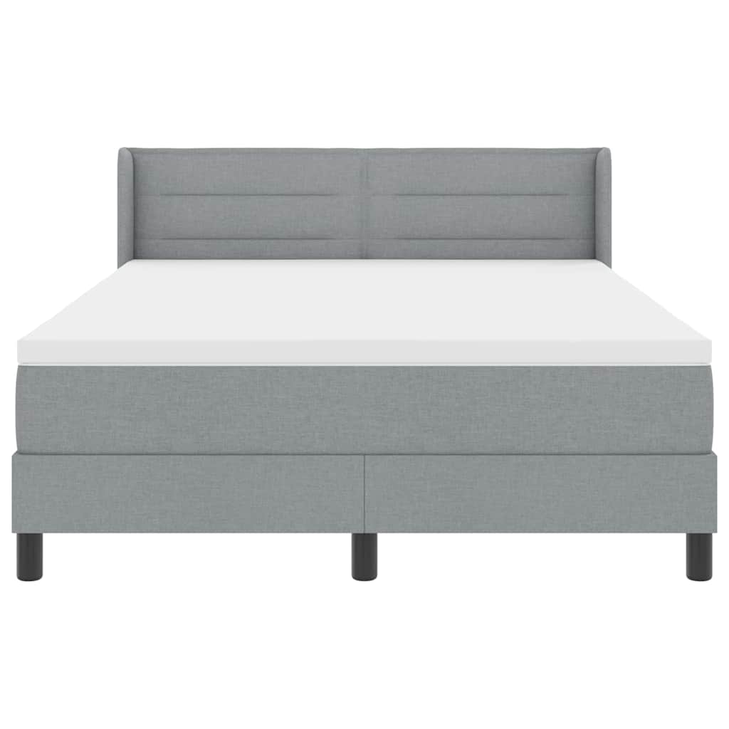 Box spring seng med hovedgærde Lysegrå 200 x 140 cm Stof