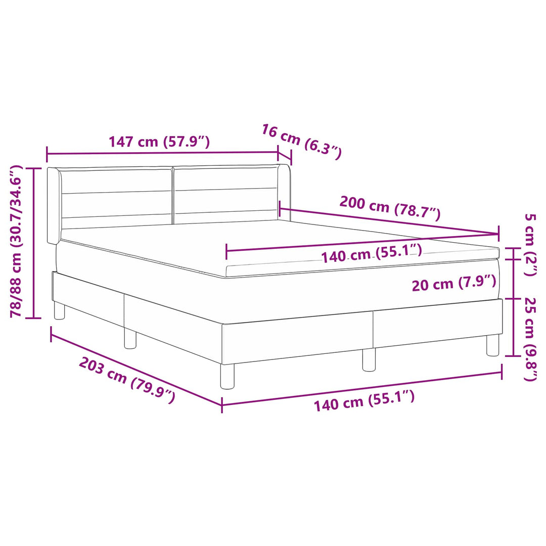 Box spring seng med hovedgærde Mørk Brun 200 x 140 cm Stof