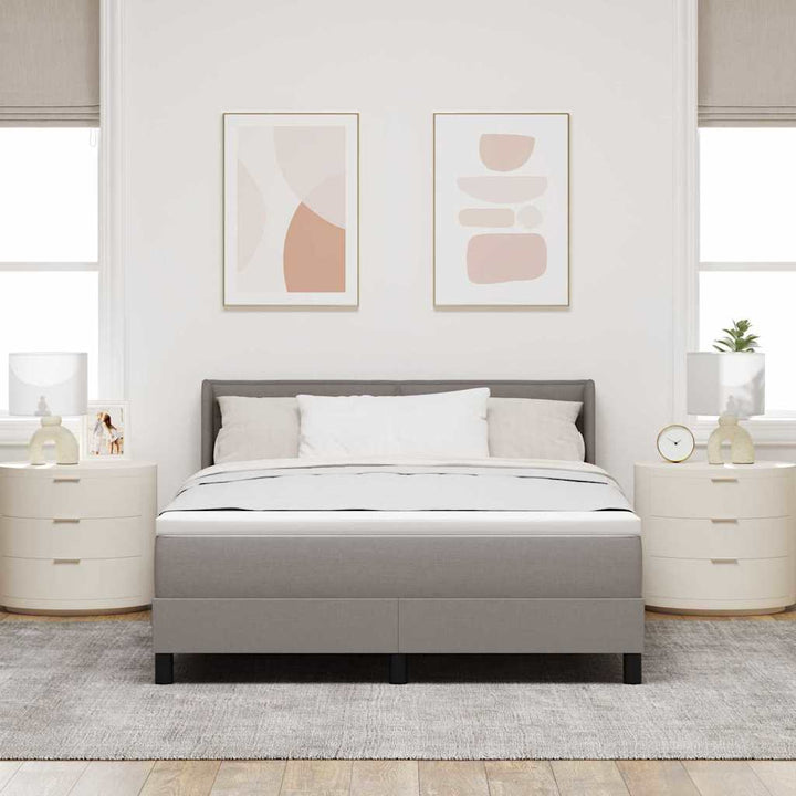 Box spring seng med hovedgærde Gråbrun 200 x 160 cm Stof