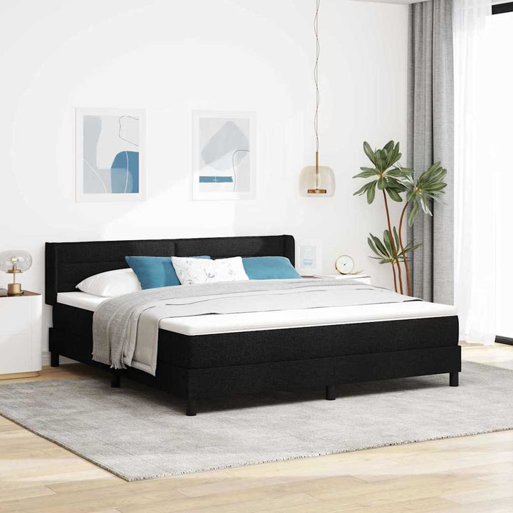 Box spring seng med hovedgærde Sort 200 x 180 cm Stof
