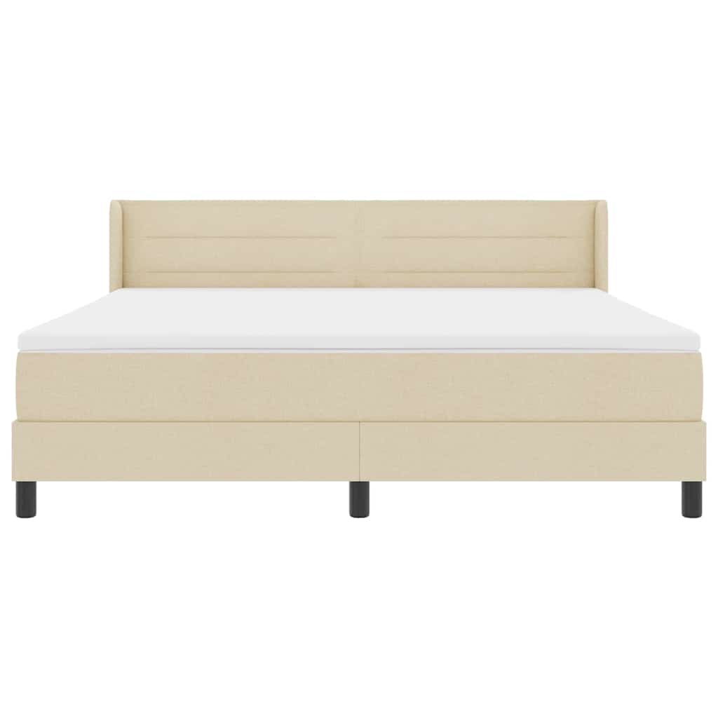 Box spring seng med hovedgærde Creme 200 x 180 cm Stof