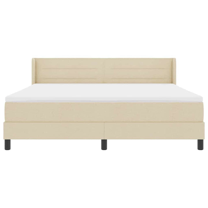 Box spring seng med hovedgærde Creme 200 x 180 cm Stof