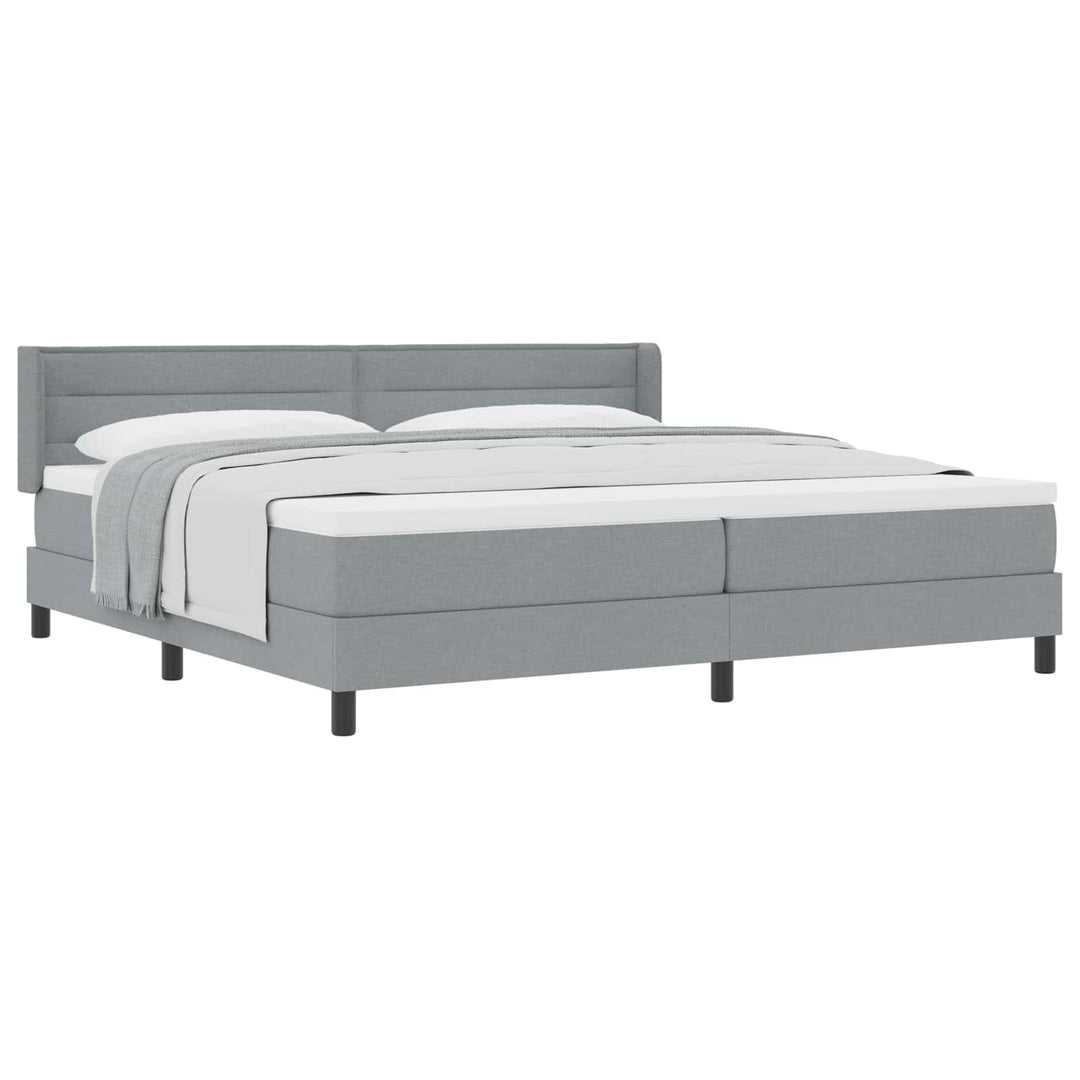 Box spring seng med hovedgærde Lysegrå 200 x 200 cm Stof