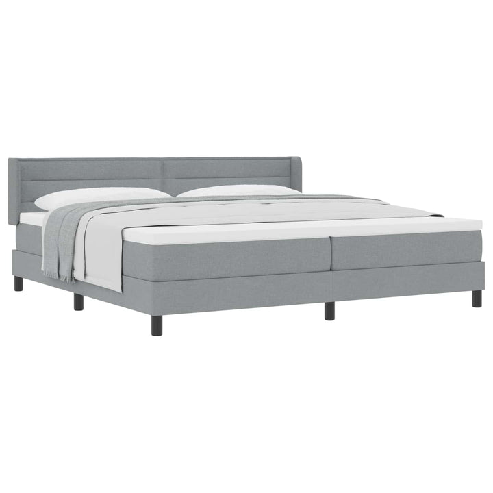 Box spring seng med hovedgærde Lysegrå 200 x 200 cm Stof