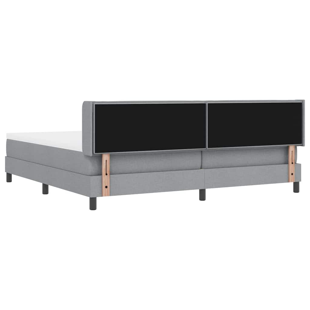 Box spring seng med hovedgærde Lysegrå 200 x 200 cm Stof