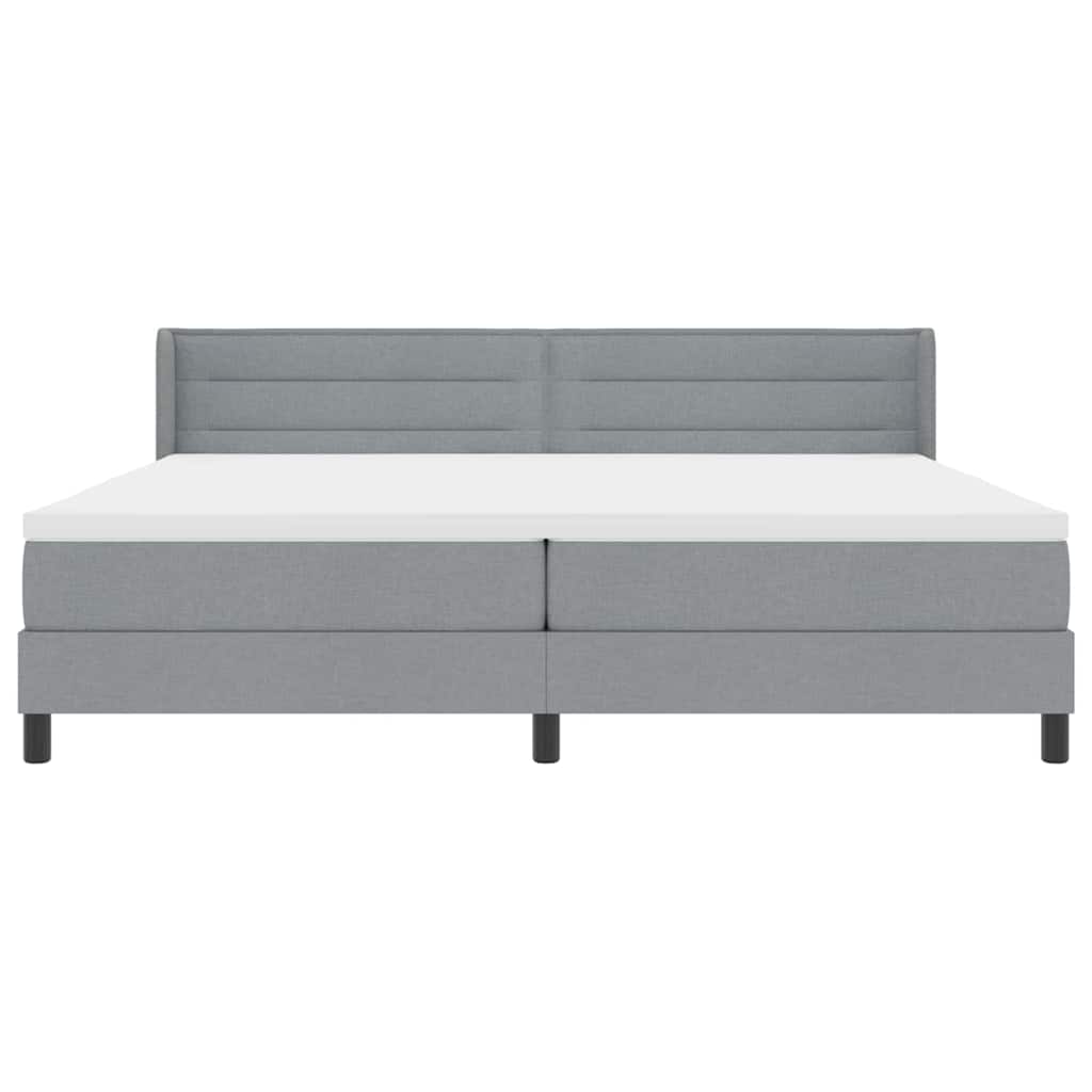 Box spring seng med hovedgærde Lysegrå 200 x 200 cm Stof