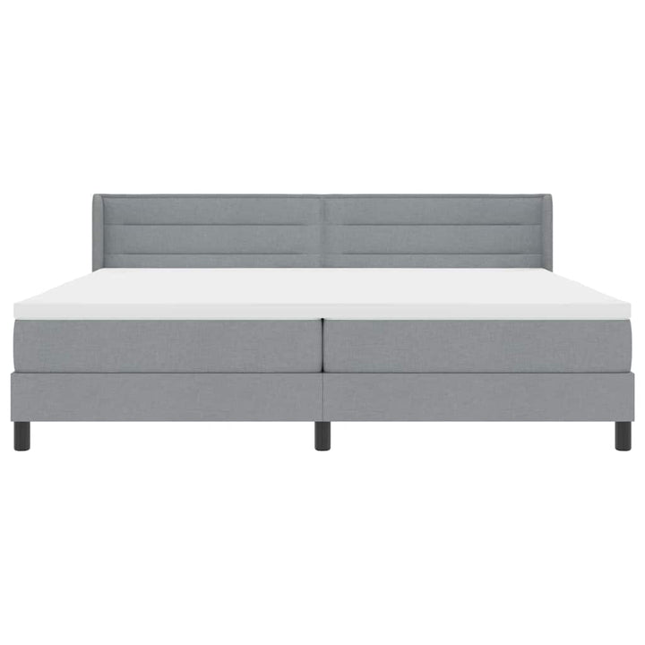 Box spring seng med hovedgærde Lysegrå 200 x 200 cm Stof