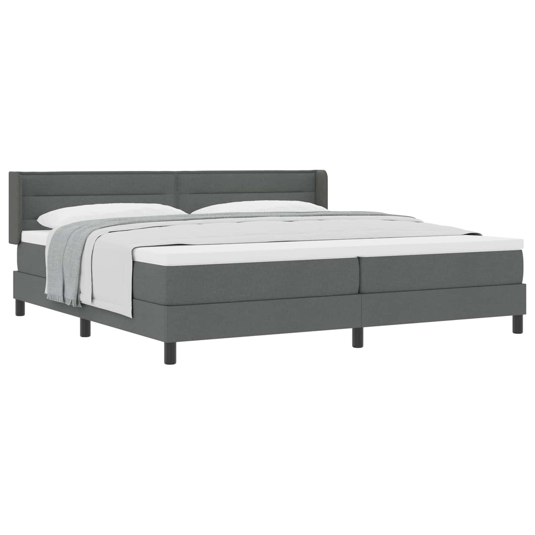 Box spring seng med hovedgærde Mørkegrå 200 x 200 cm Stof