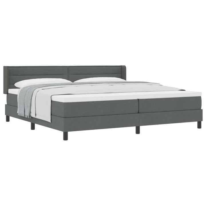 Box spring seng med hovedgærde Mørkegrå 200 x 200 cm Stof