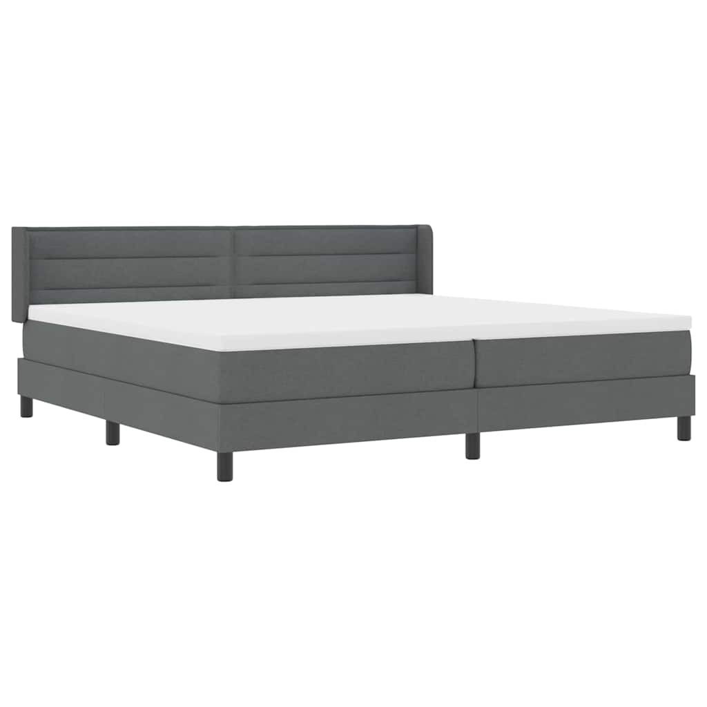 Box spring seng med hovedgærde Mørkegrå 200 x 200 cm Stof