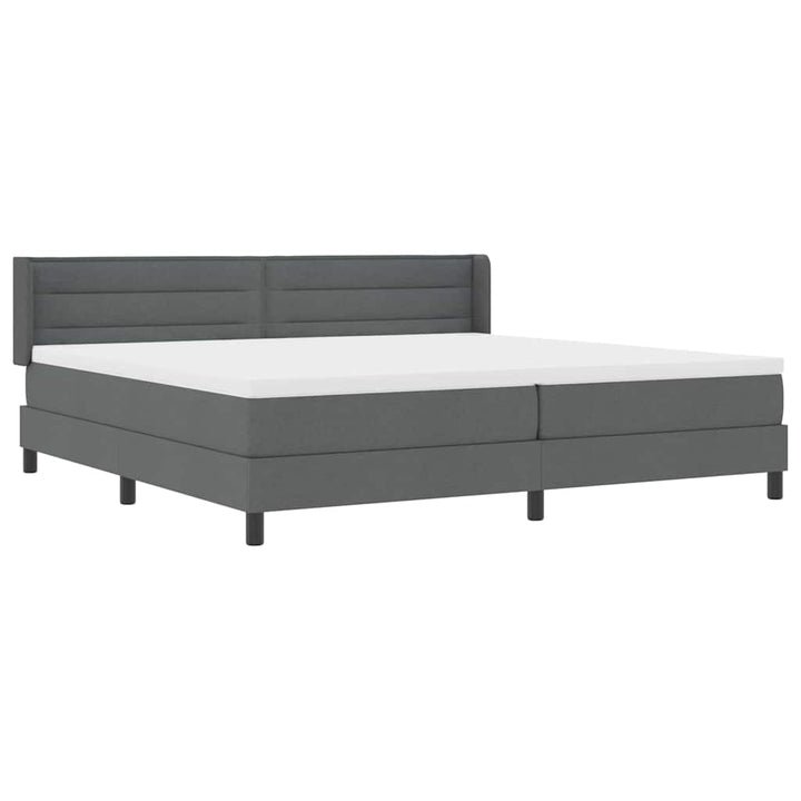 Box spring seng med hovedgærde Mørkegrå 200 x 200 cm Stof