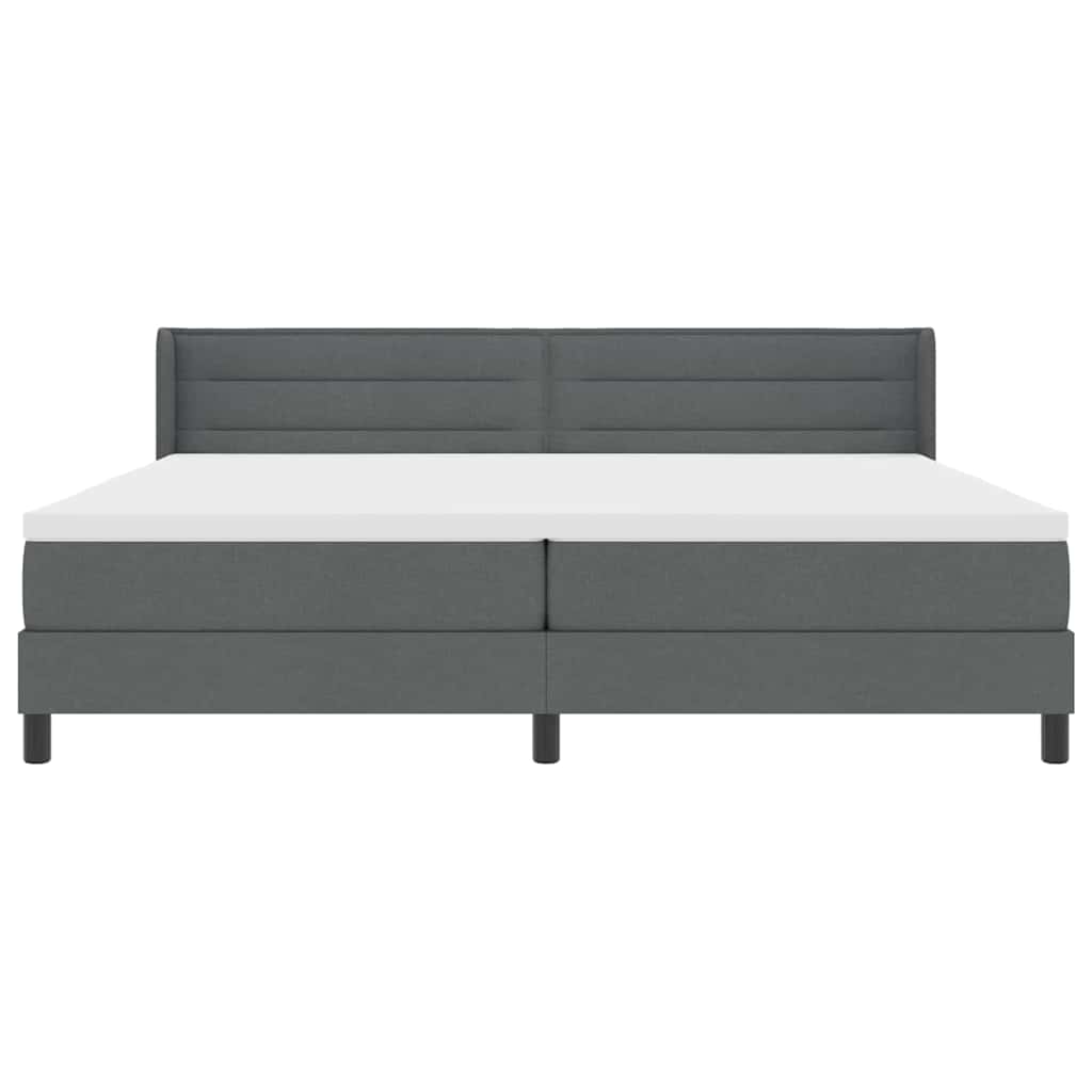 Box spring seng med hovedgærde Mørkegrå 200 x 200 cm Stof