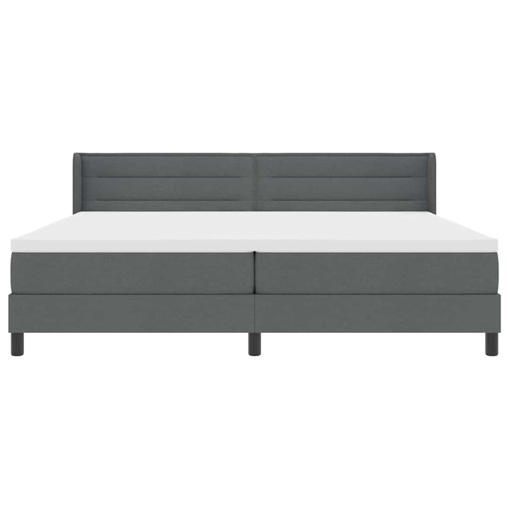 Box spring seng med hovedgærde Mørkegrå 200 x 200 cm Stof