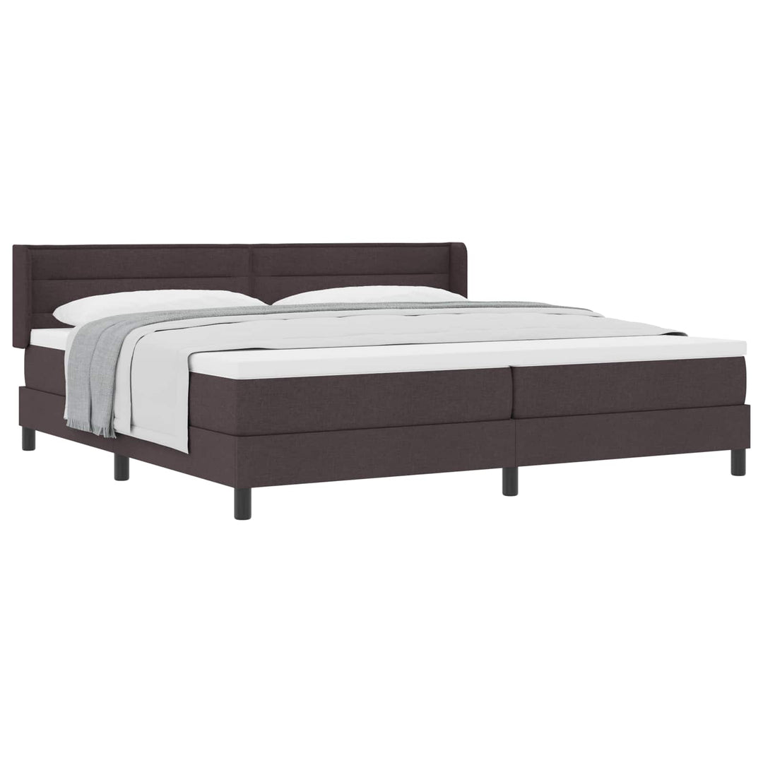 Box spring seng med hovedgærde Mørk Brun 200 x 200 cm Stof