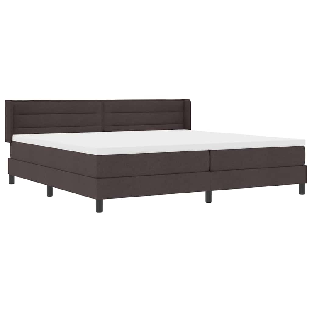 Box spring seng med hovedgærde Mørk Brun 200 x 200 cm Stof