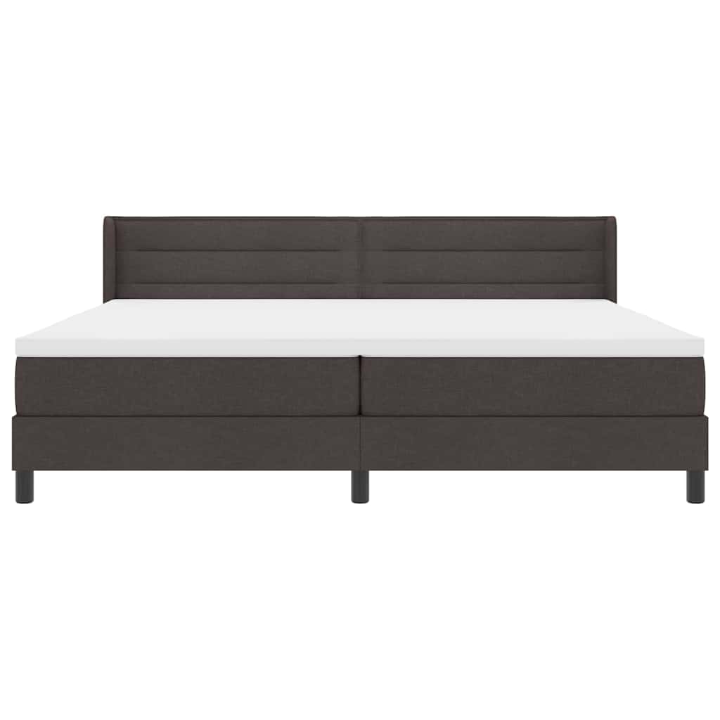 Box spring seng med hovedgærde Mørk Brun 200 x 200 cm Stof