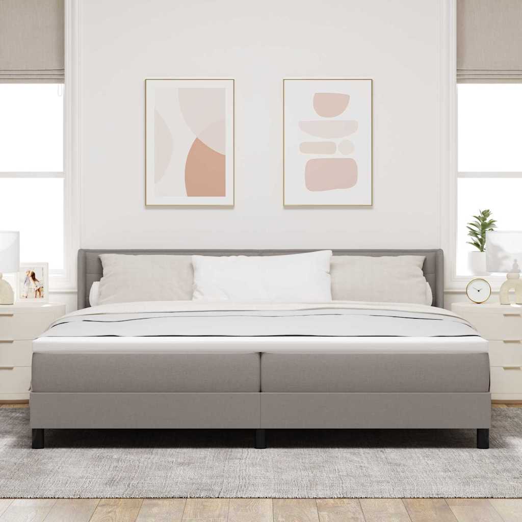 Box spring seng med hovedgærde Gråbrun 200 x 200 cm Stof