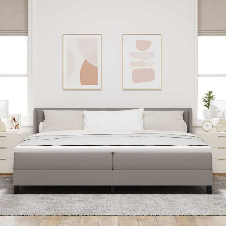 Box spring seng med hovedgærde Gråbrun 200 x 200 cm Stof