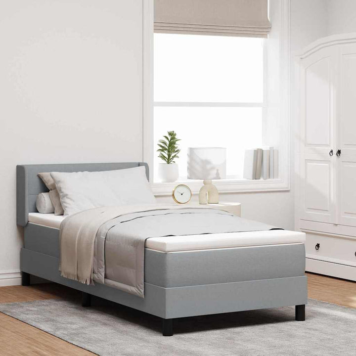 Box spring seng med hovedgærde Lysegrå 200 x 200 cm Stof