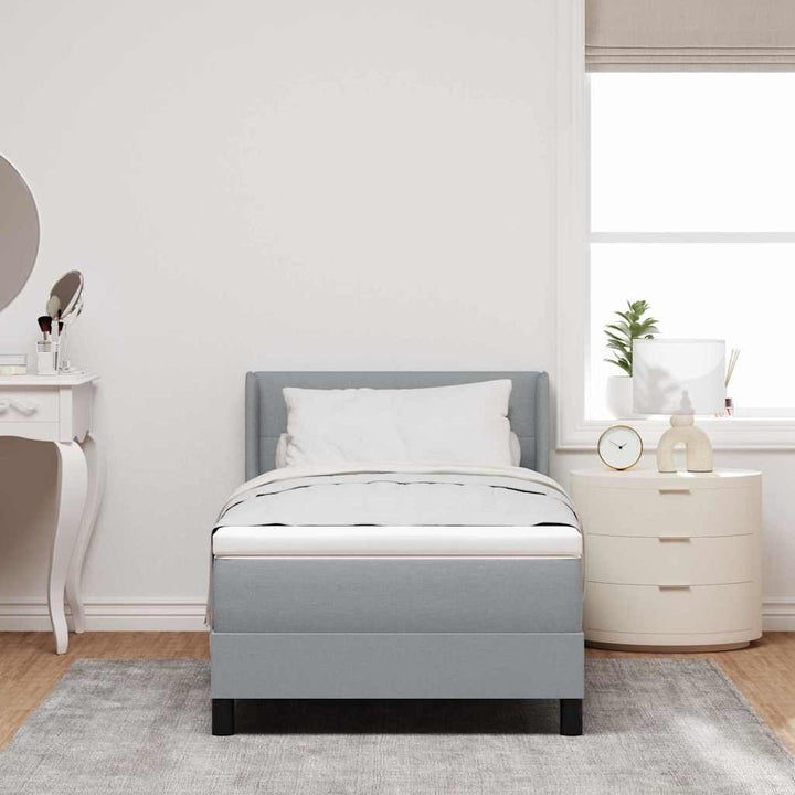 Box spring seng med hovedgærde Lysegrå 200 x 200 cm Stof