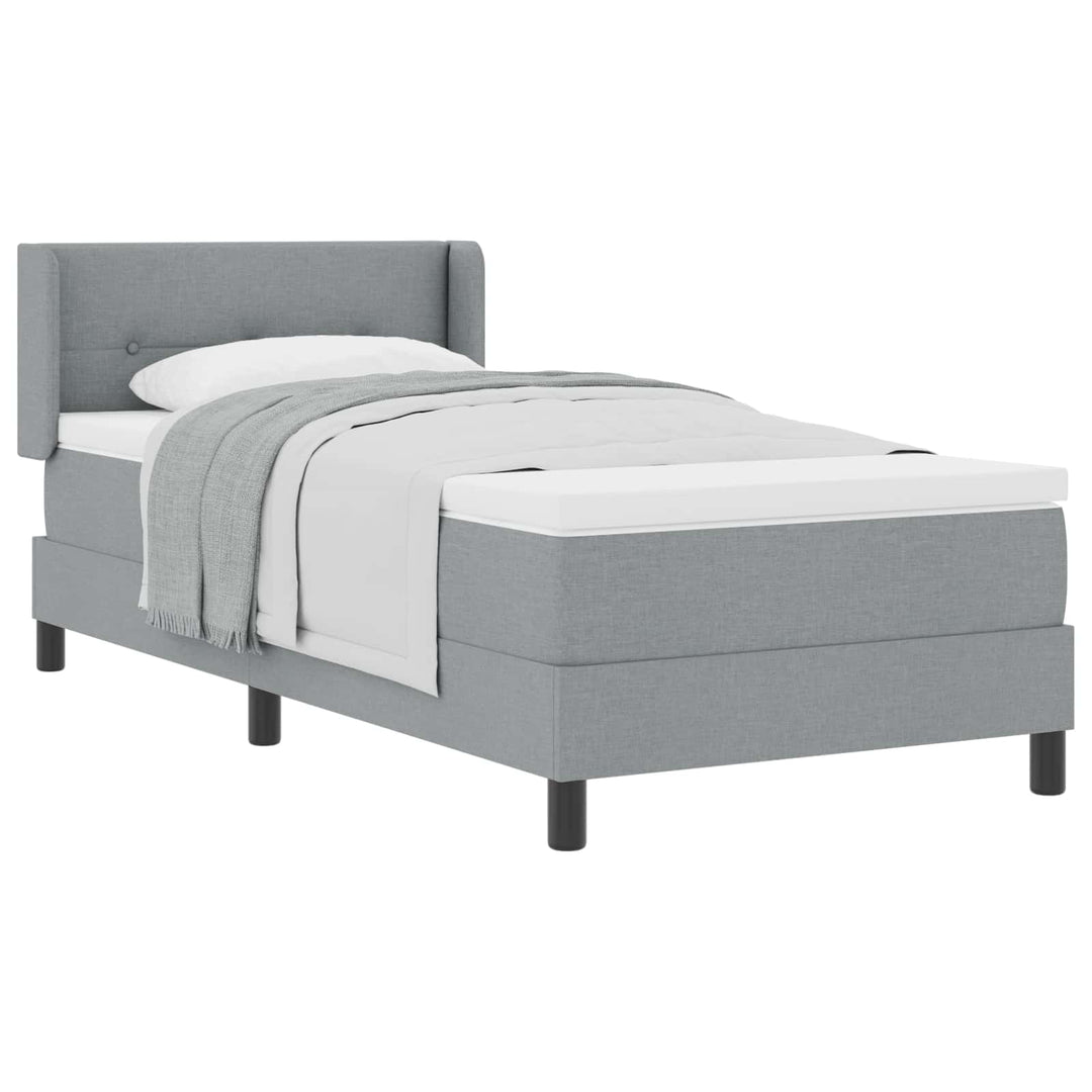 Box spring seng med hovedgærde Lysegrå 200 x 200 cm Stof