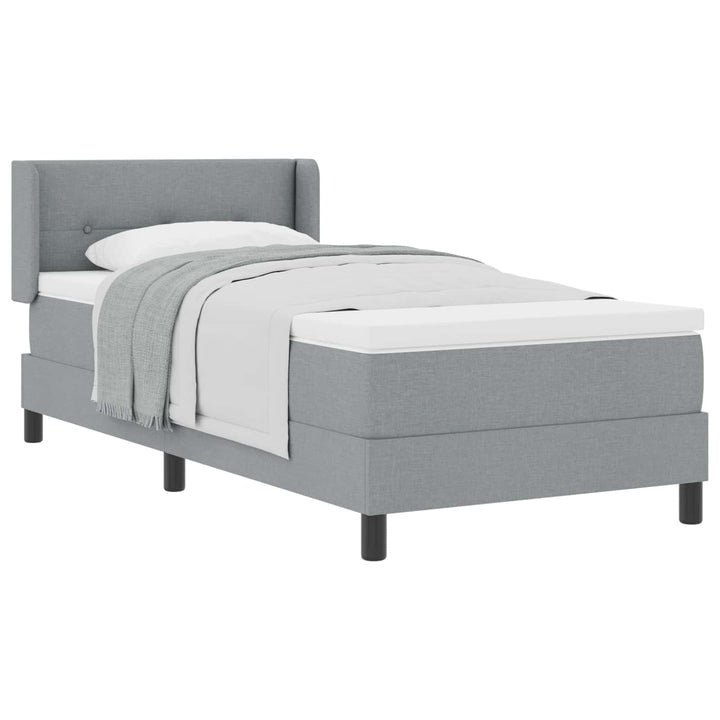 Box spring seng med hovedgærde Lysegrå 200 x 200 cm Stof