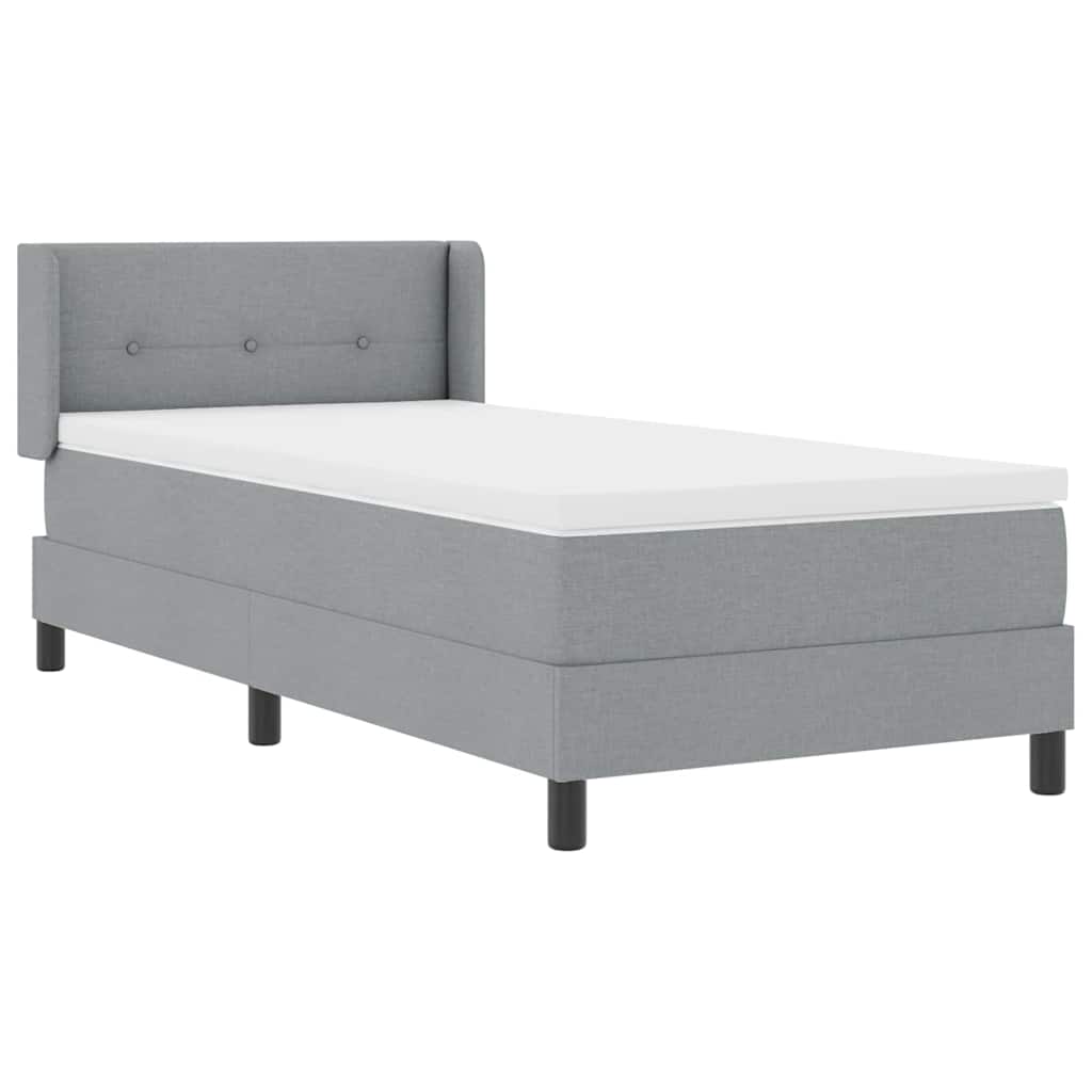 Box spring seng med hovedgærde Lysegrå 200 x 200 cm Stof