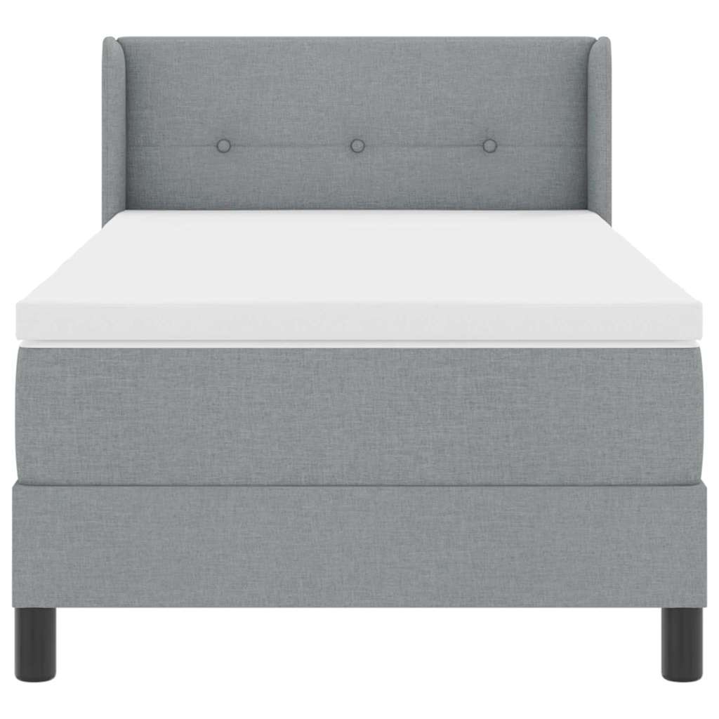 Box spring seng med hovedgærde Lysegrå 200 x 200 cm Stof