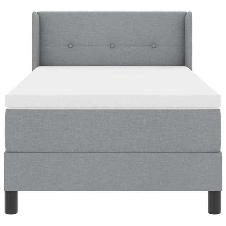 Box spring seng med hovedgærde Lysegrå 200 x 200 cm Stof