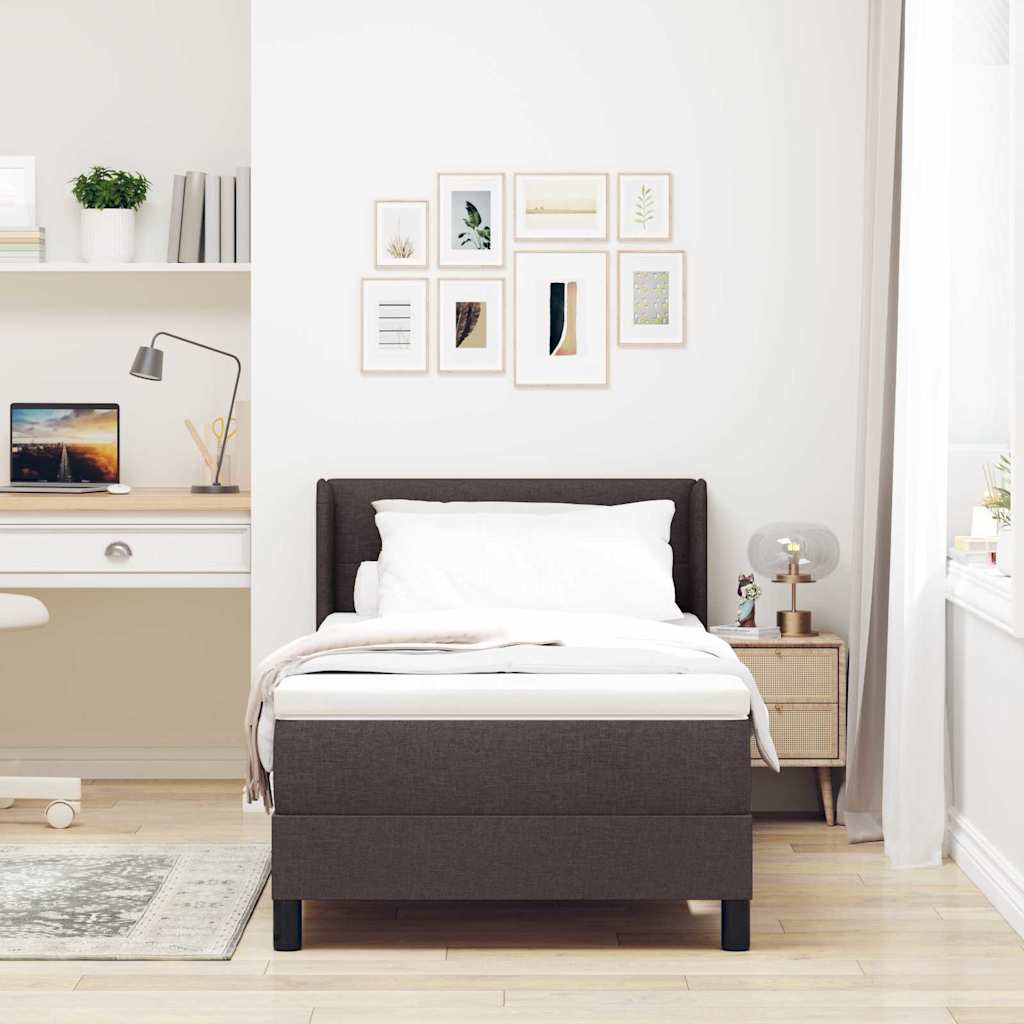 Box spring seng med hovedgærde Mørk Brun 190 x 90 cm Stof