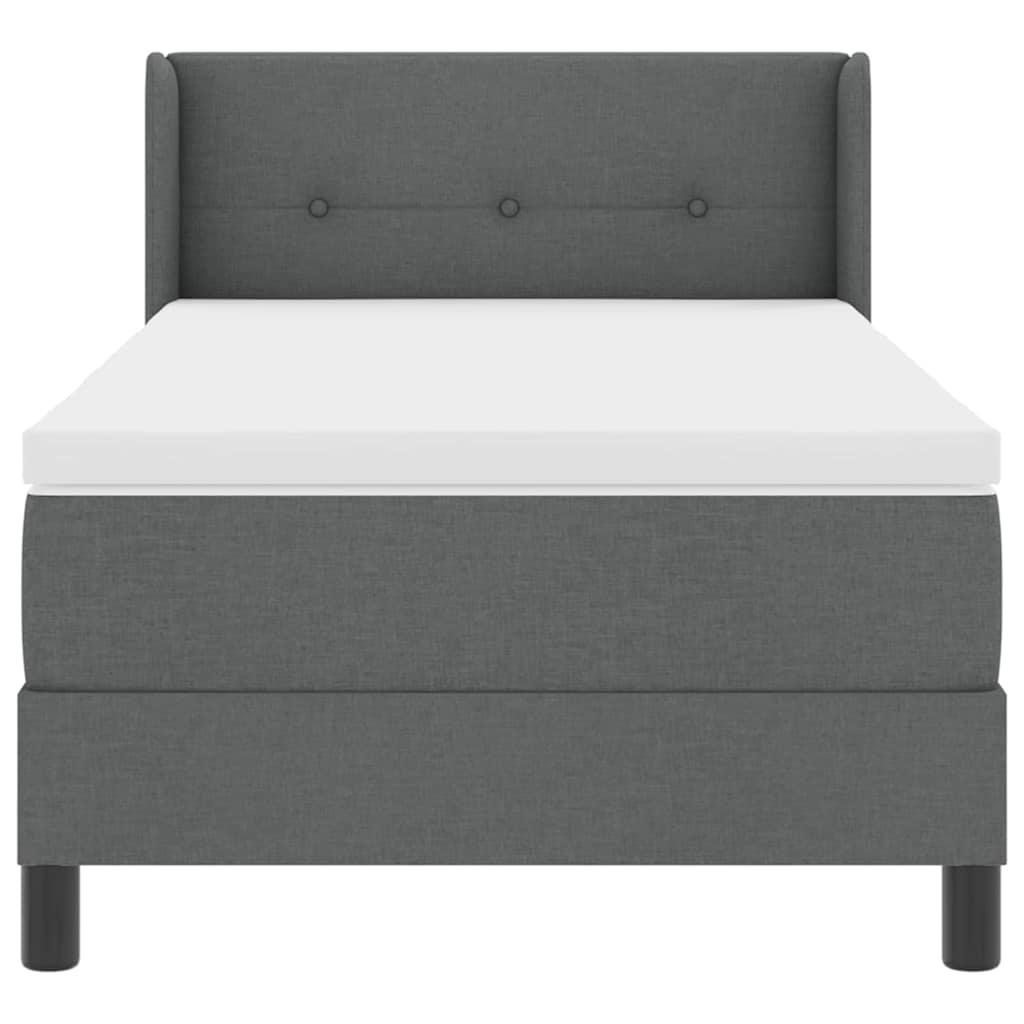 Box spring seng med hovedgærde Mørkegrå 200 x 90 cm Stof