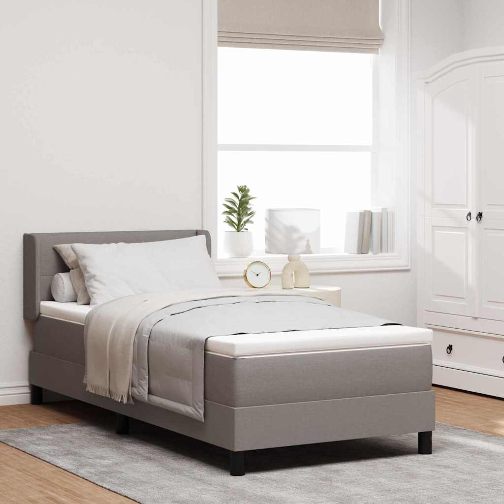 Box spring seng med hovedgærde Gråbrun 200 x 90 cm Stof