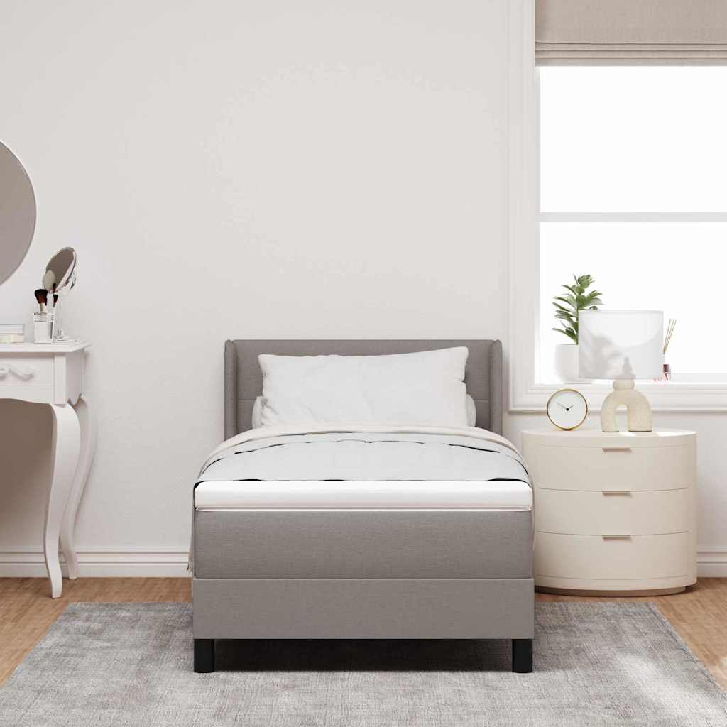 Box spring seng med hovedgærde Gråbrun 200 x 90 cm Stof