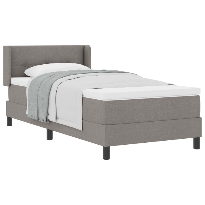 Box spring seng med hovedgærde Gråbrun 200 x 90 cm Stof