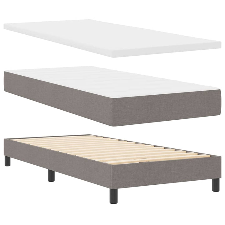 Box spring seng med hovedgærde Gråbrun 200 x 90 cm Stof