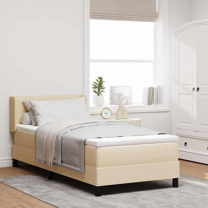 Box spring seng med pude med hovedgærde Creme 200 x 90 cm Stof